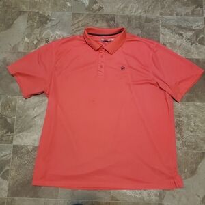 Ariat Heat Series Tek Polo Shirt Mens XXL Short Sleeve Coral Pink 2xl